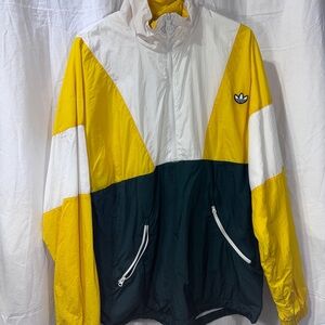 Adidas Men's Yellow and White Windbreaker Jacket
